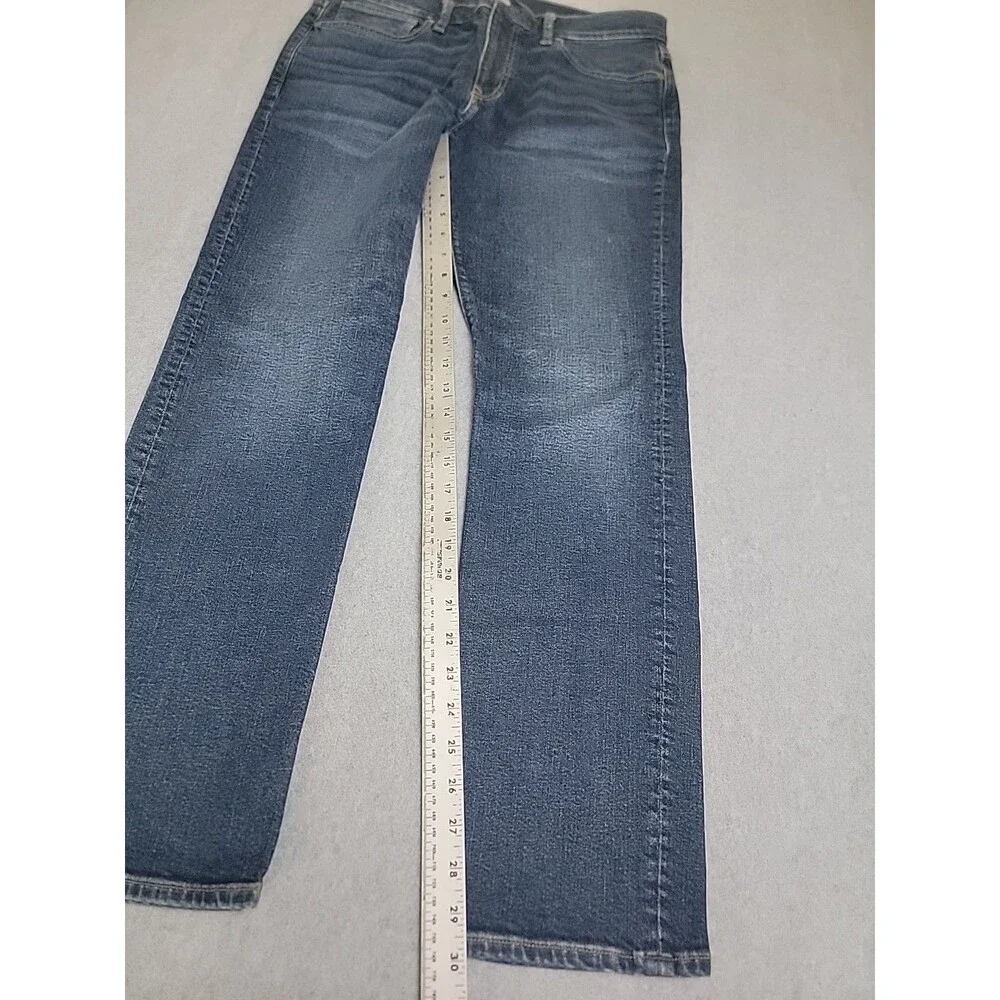 J Crew‎ 770 Jeans Mens 32 34x30 Straight Taper Dark Blue Stretch Mod Rise Preppy